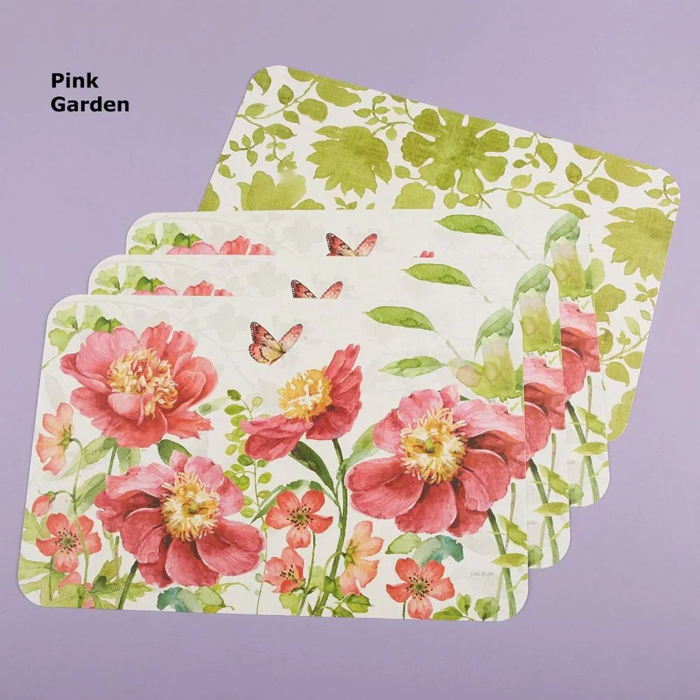 DOUBLE SIDED TABLE ART PLACEMAT SET (4) PINK GARDEN
